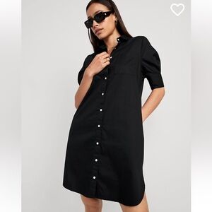 Old Navy Black Button-Front Shirt Dress